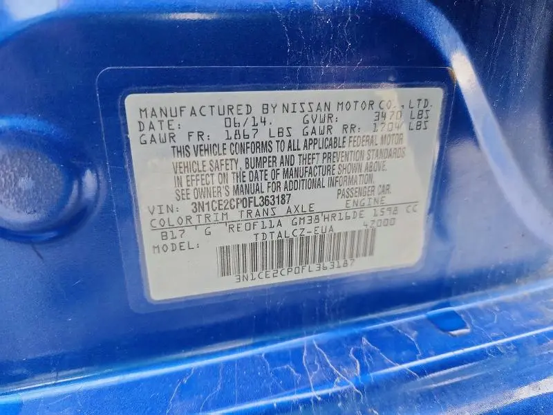 2015 NISSAN VERSA NOTE S PLUS  