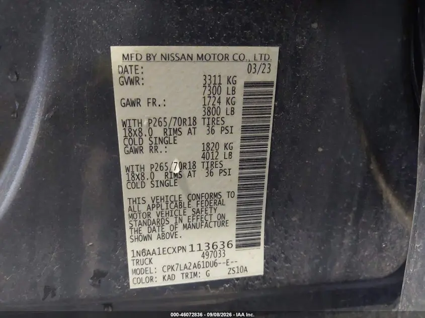 2023 NISSAN TITAN S 4X4