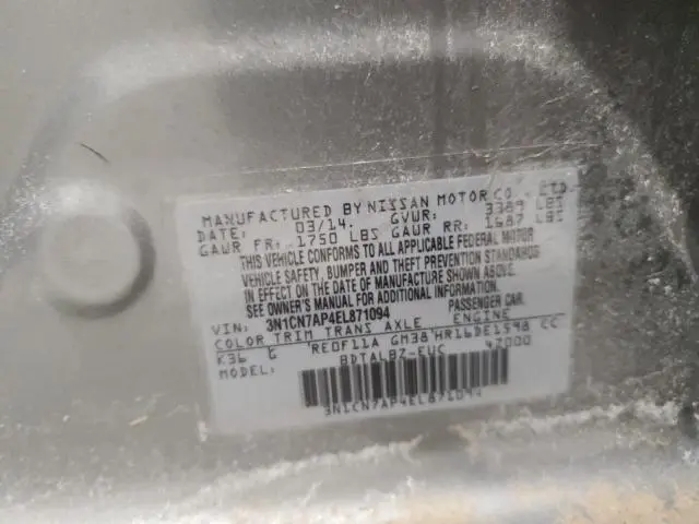 2014 NISSAN VERSA S  