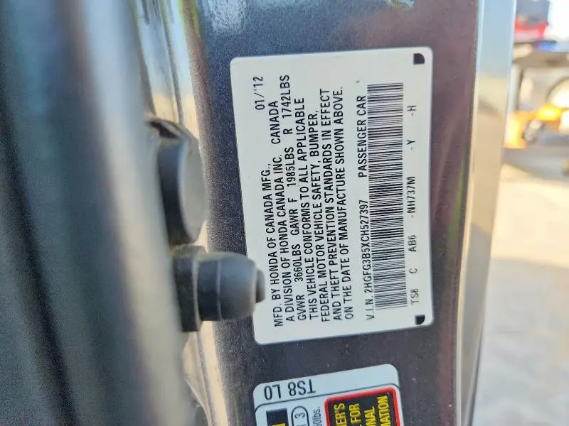 2012 HONDA CIVIC LX  