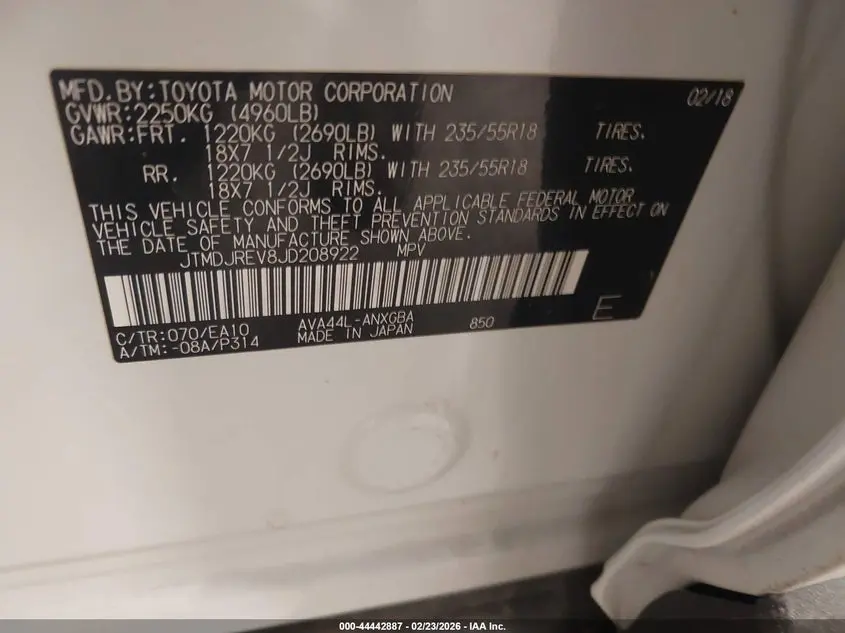 2018 TOYOTA RAV4 HYBRID LIMITED