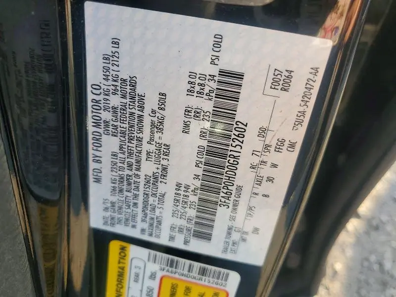 2016 FORD FUSION SE  