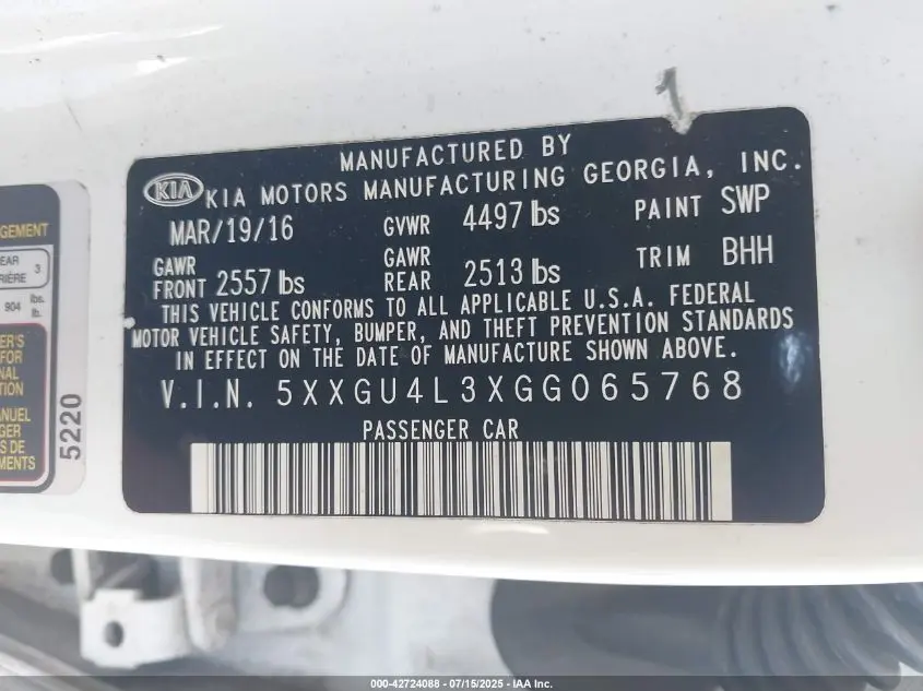 2016 KIA OPTIMA EX