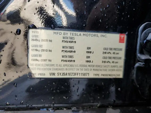 2015 TESLA MODEL S   