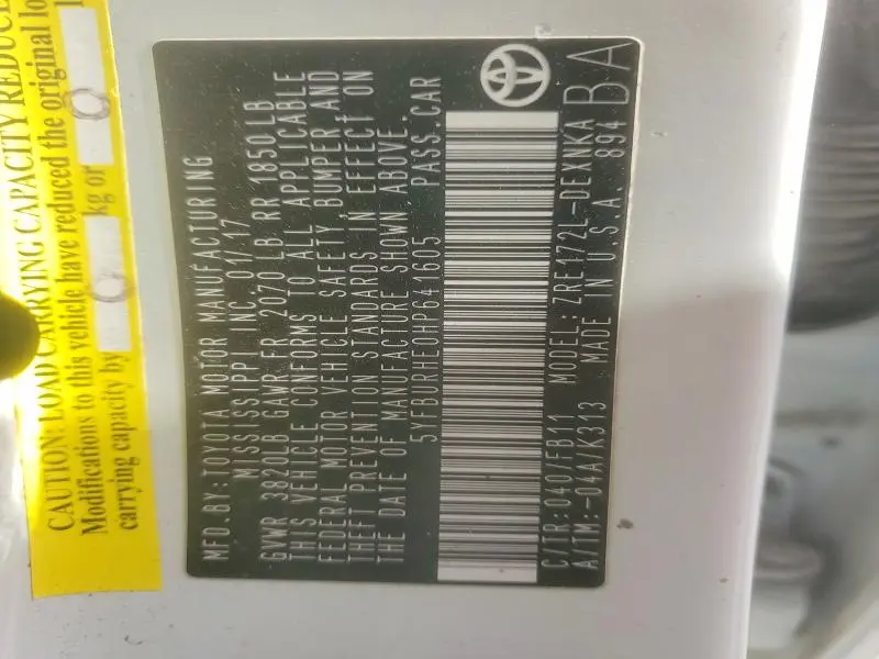 2017 TOYOTA COROLLA LE  