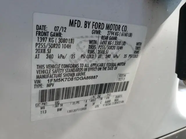 2013 FORD EXPLORER XLT  