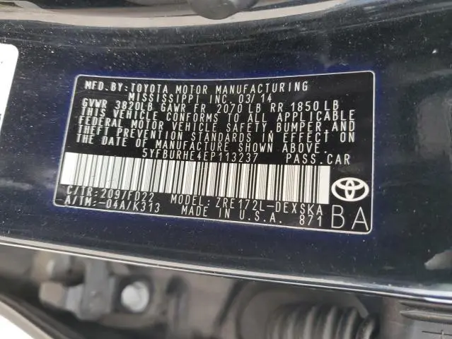 2014 TOYOTA COROLLA L  