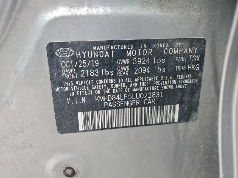 2020 HYUNDAI ELANTRA SEL  