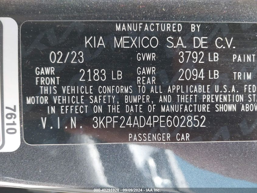 2023 KIA FORTE LXS