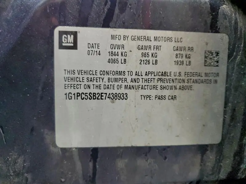 2014 CHEVROLET CRUZE LT  