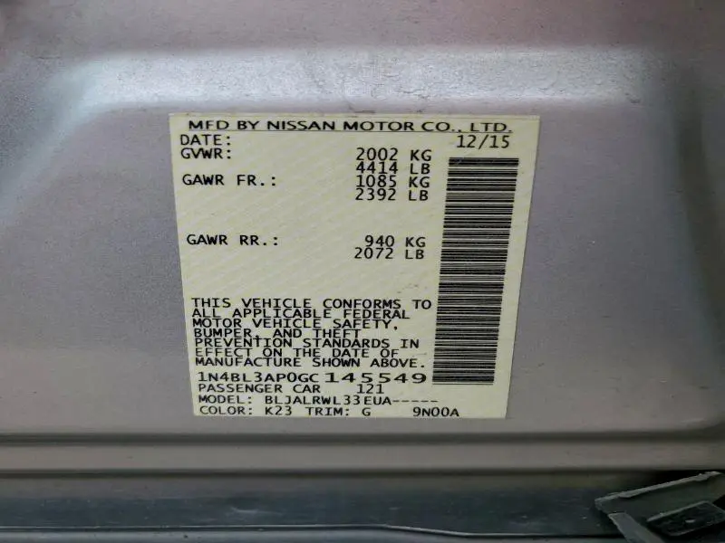 2016 NISSAN ALTIMA 3.5SL  