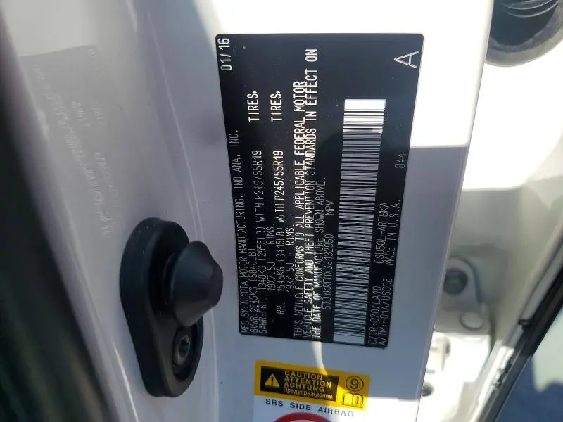 2016 TOYOTA HIGHLANDER LIMITED  