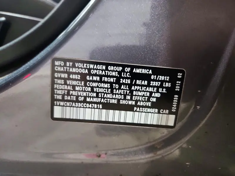 2012 VOLKSWAGEN PASSAT SEL  