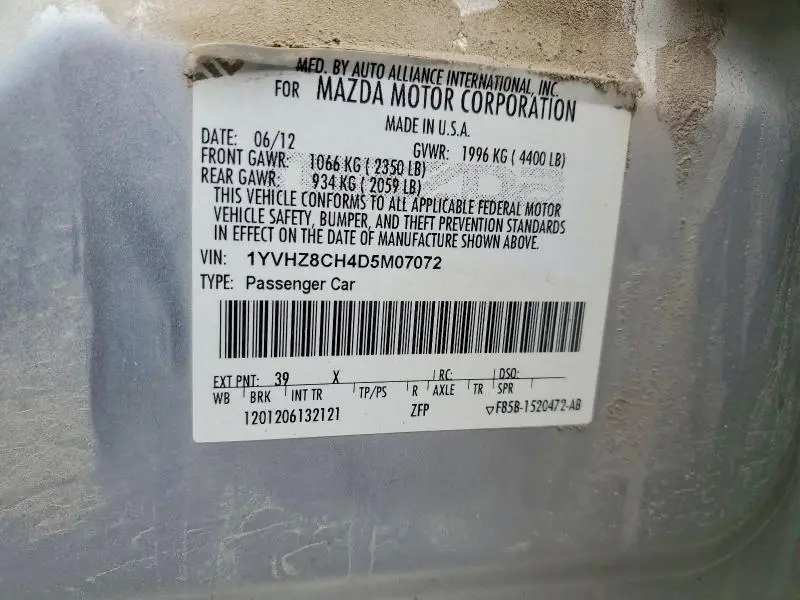 2013 MAZDA 6 GRAND TOURING  