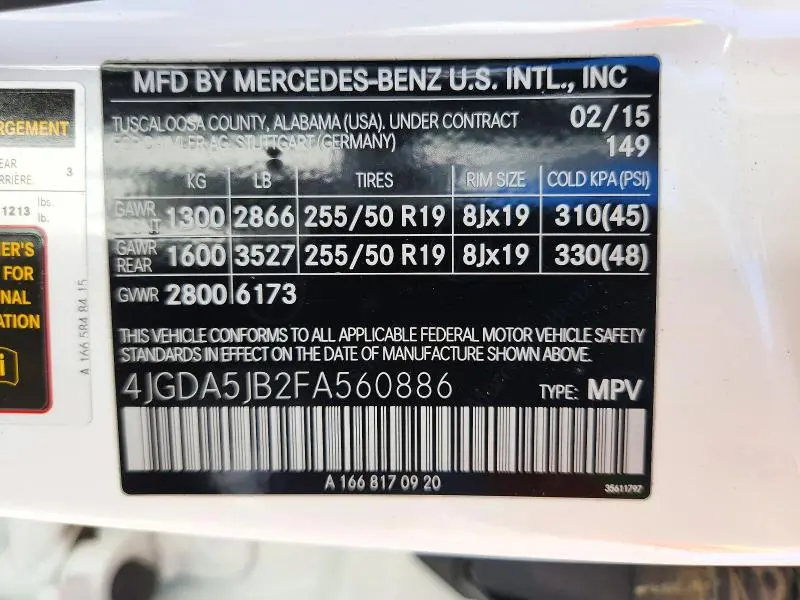 2015 MERCEDES-BENZ ML 350  