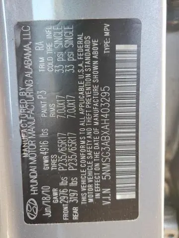 2010 HYUNDAI SANTA FE GLS  