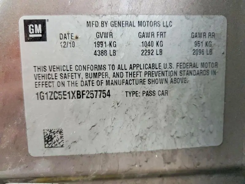 2011 CHEVROLET MALIBU 1LT  