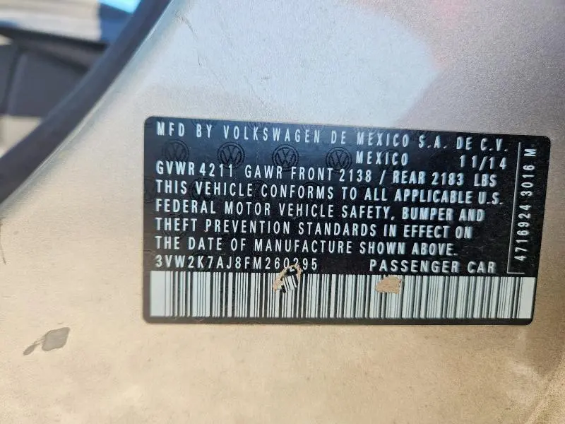2015 VOLKSWAGEN JETTA BASE  