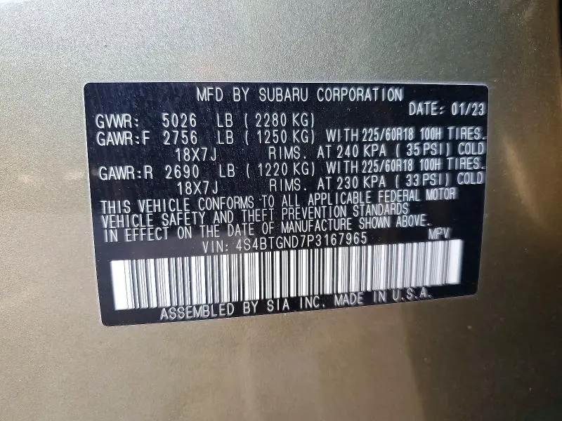 2023 SUBARU OUTBACK LIMITED XT  