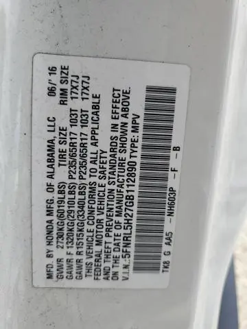 2016 HONDA ODYSSEY LX  