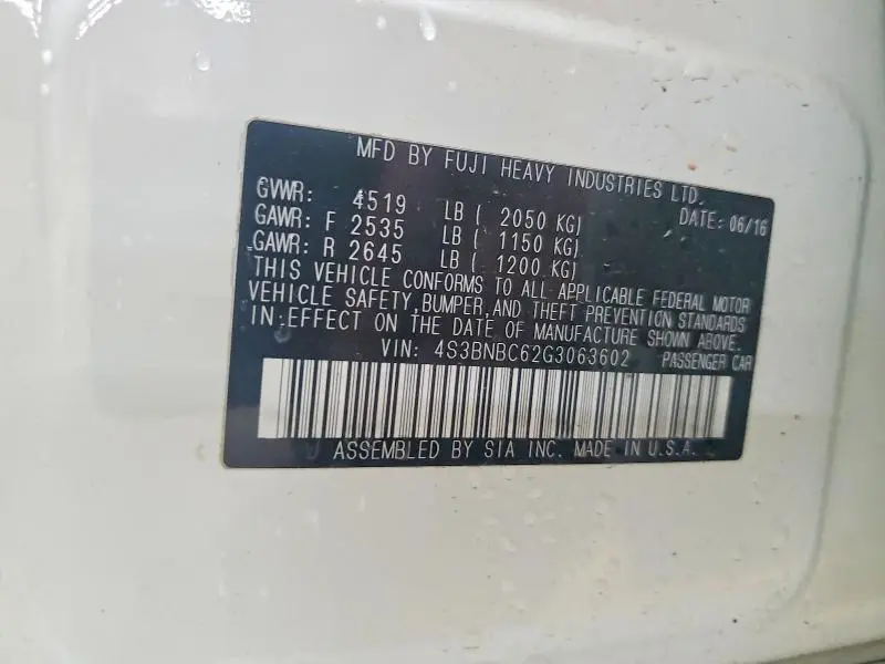 2016 SUBARU LEGACY 2.5I PREMIUM  