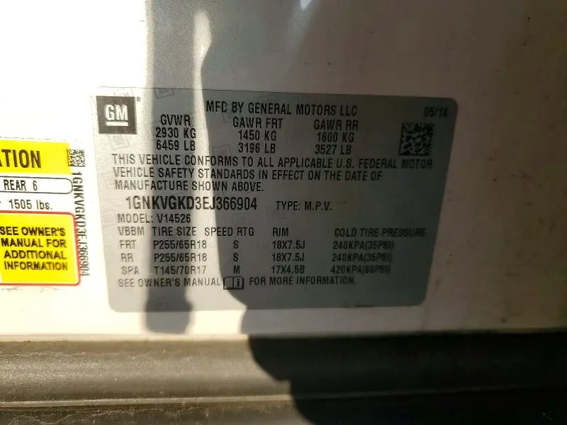 2014 CHEVROLET TRAVERSE LT  