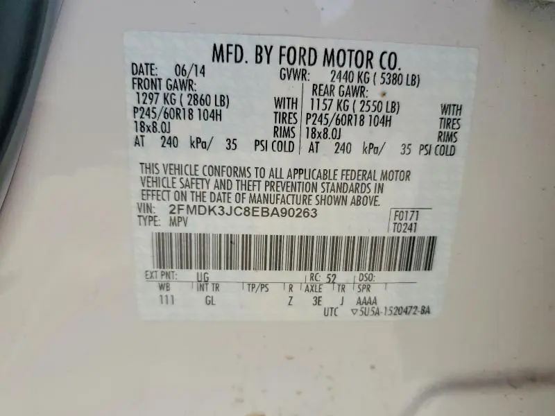 2014 FORD EDGE SEL  
