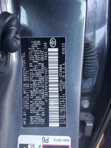 2012 TOYOTA CAMRY HYBRID  
