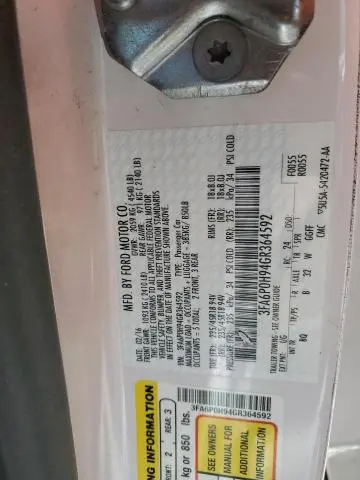 2016 FORD FUSION SE  