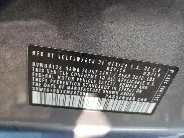 2019 VOLKSWAGEN JETTA S  