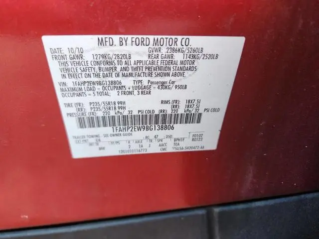 2011 FORD TAURUS SEL  