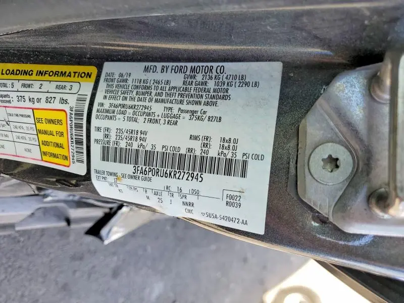 2019 FORD FUSION TITANIUM  