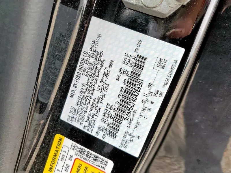 2016 FORD FUSION S  