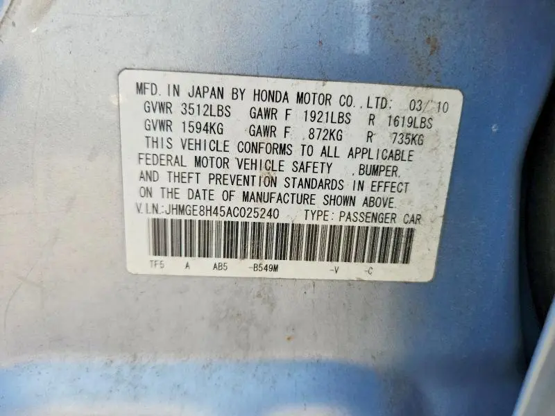 2010 HONDA FIT SPORT  