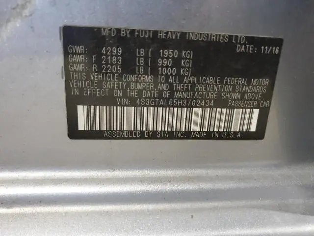 2017 SUBARU IMPREZA SPORT  