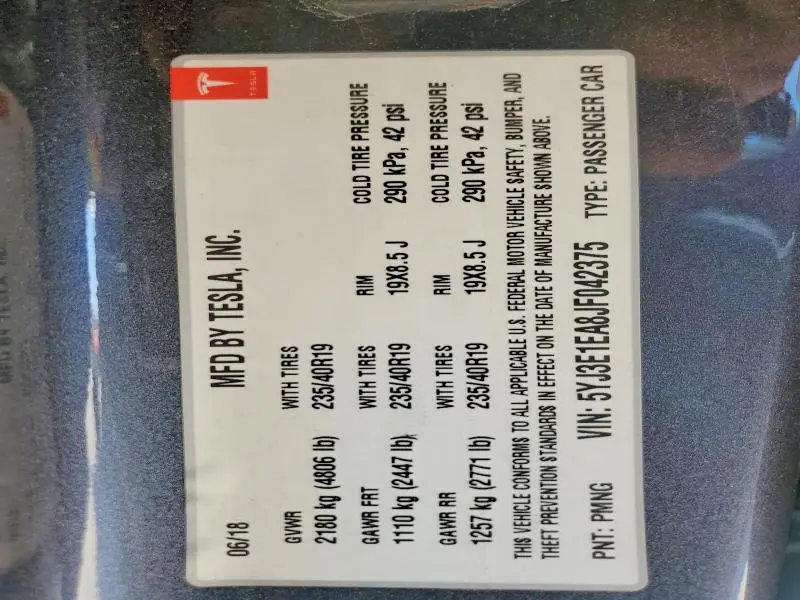 2018 TESLA MODEL 3   