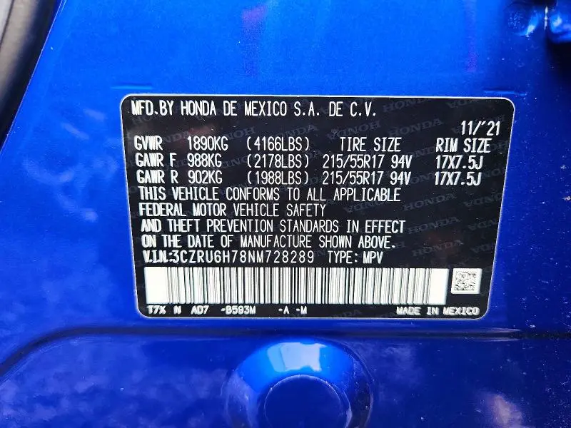 2022 HONDA HR-V EXL  