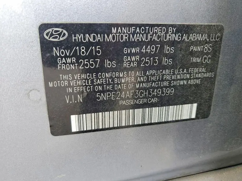 2016 HYUNDAI SONATA SE  
