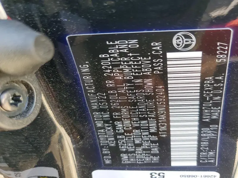 2022 TOYOTA CAMRY XSE  