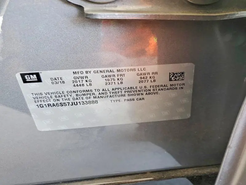 2018 CHEVROLET VOLT LT  