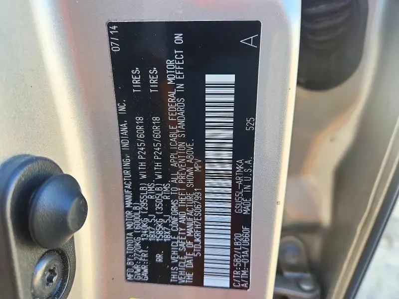 2014 TOYOTA HIGHLANDER XLE  