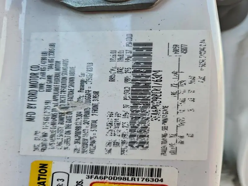 2020 FORD FUSION TITANIUM  
