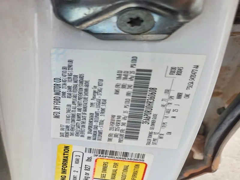 2017 FORD FUSION TITANIUM HEV  