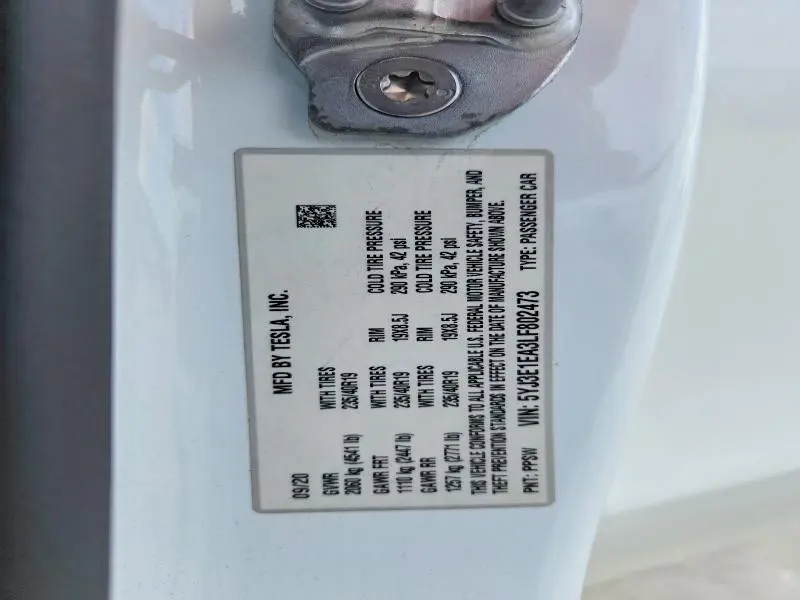 2020 TESLA MODEL 3   
