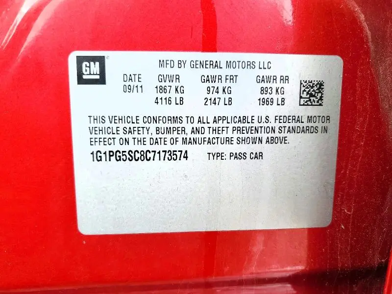 2012 CHEVROLET CRUZE LT  