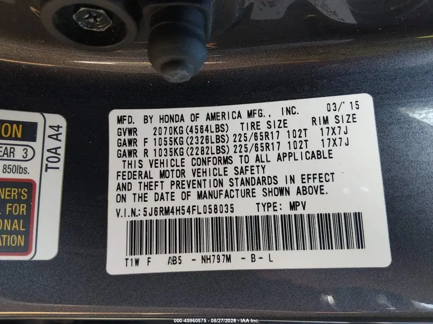 2015 HONDA CR-V EX