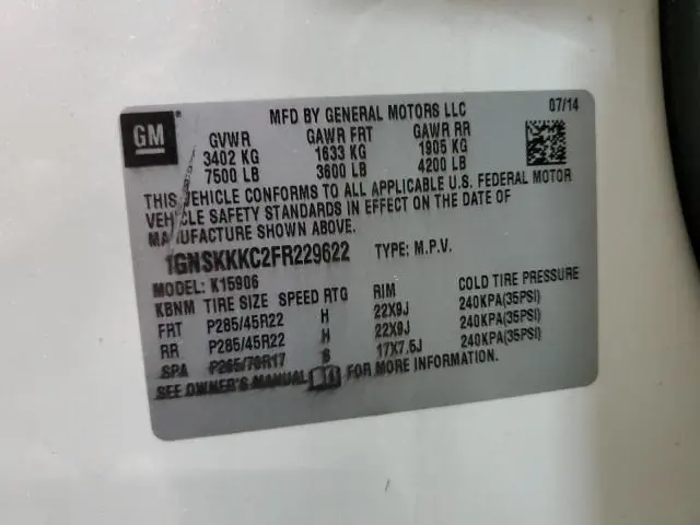 2015 CHEVROLET SUBURBAN K1500 LTZ  