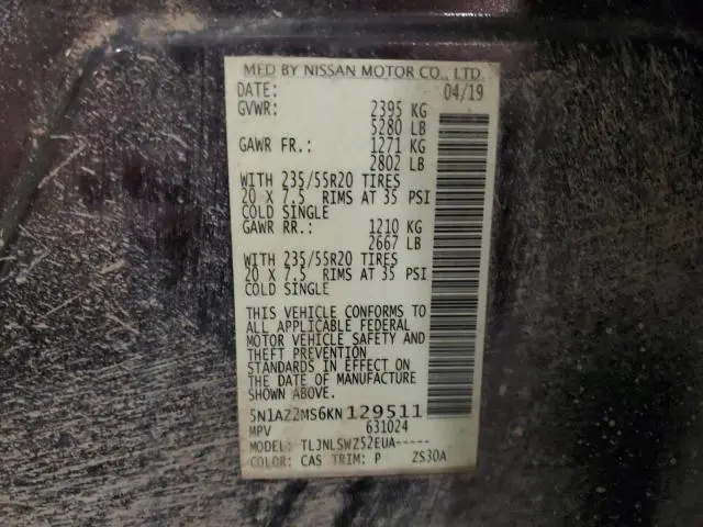 2019 NISSAN MURANO S  