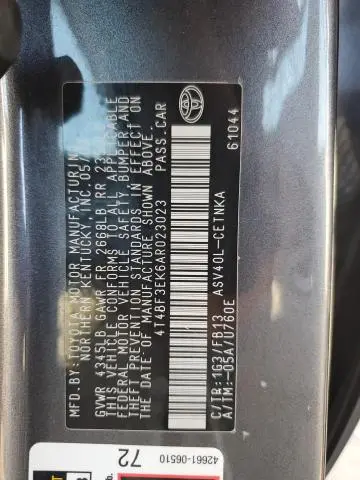 2010 TOYOTA CAMRY BASE  