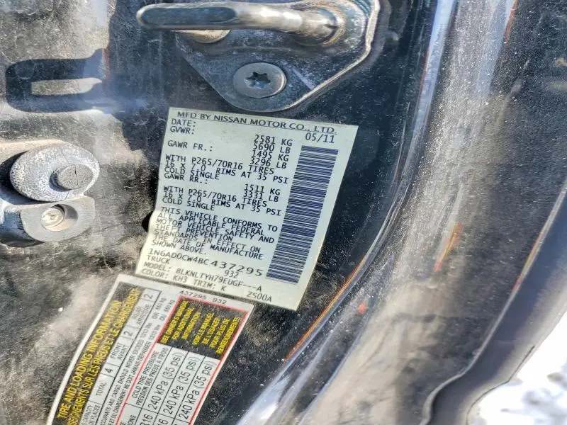 2011 NISSAN FRONTIER SV  